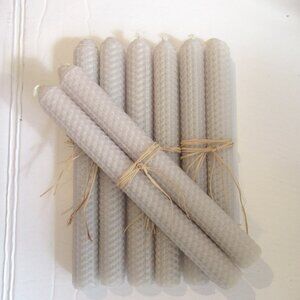 1 pair, Bees Wax candles, Taupe , Honeycomb pattern, Hand Rolled, 8"